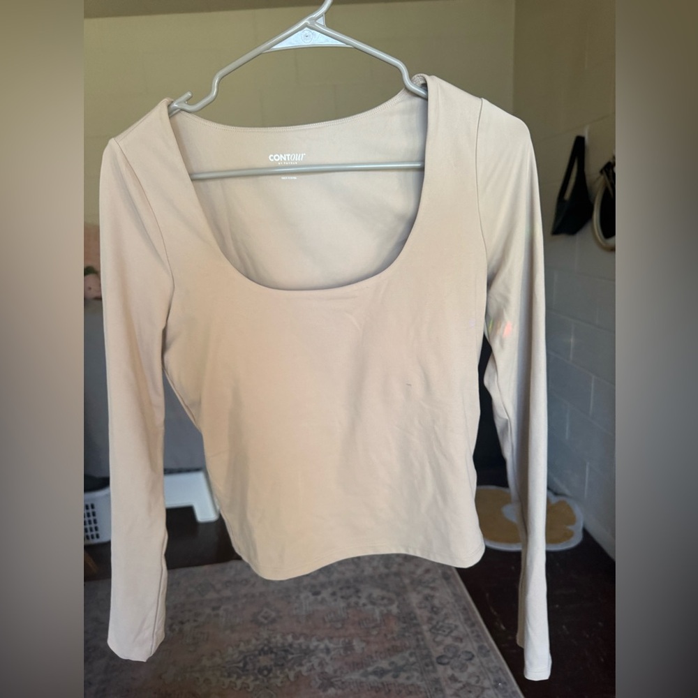 Pacsun Contour Breathe Scooped Out Fitted Long Sleeve Top Color Taupe